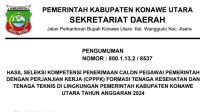 Pengumuman Hasil Seleksi Kompetensi CPPPK Tenaga Teknis dan Kesehatan Lingkup Kabupaten Konawe Utara Tahun 2024