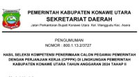 PENGUMUMAN HASIL SELEKSI KOMPETENSI PENERIMAAN CPPPK LINGKUP PEMDA KONAWE UTARA TAHUN 2024 TAHAP II